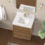 Comptoir de meuble-lavabo simple rectangulaire en pierre de quartz 24 po blanc grain avec lavabo en céramique encastré