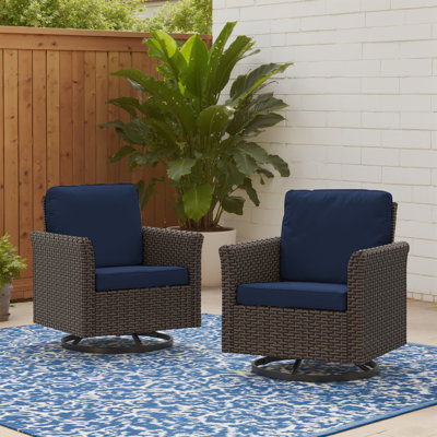 Patio Wicker Rattan Swivel Rocking Outdoor Lounge Accent Chair (set Of 2)