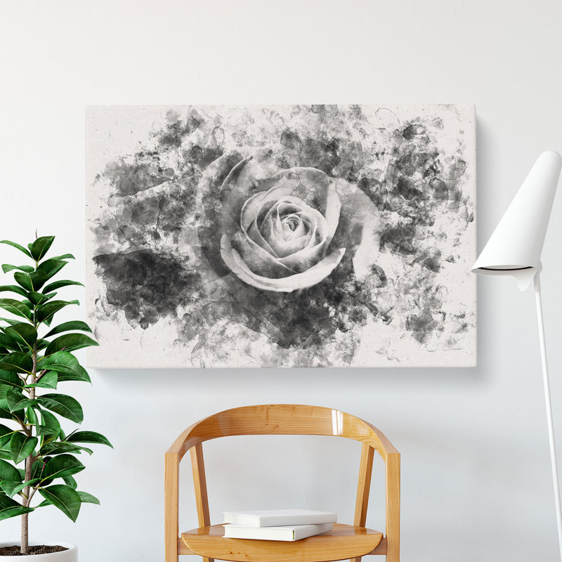 Rose Rodion Kutsaev Watercolour - Wrapped Canvas, 35cm H x 50cm W x 3cm D