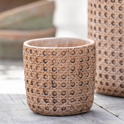 M Round Cane Orange Terracotta  Pot