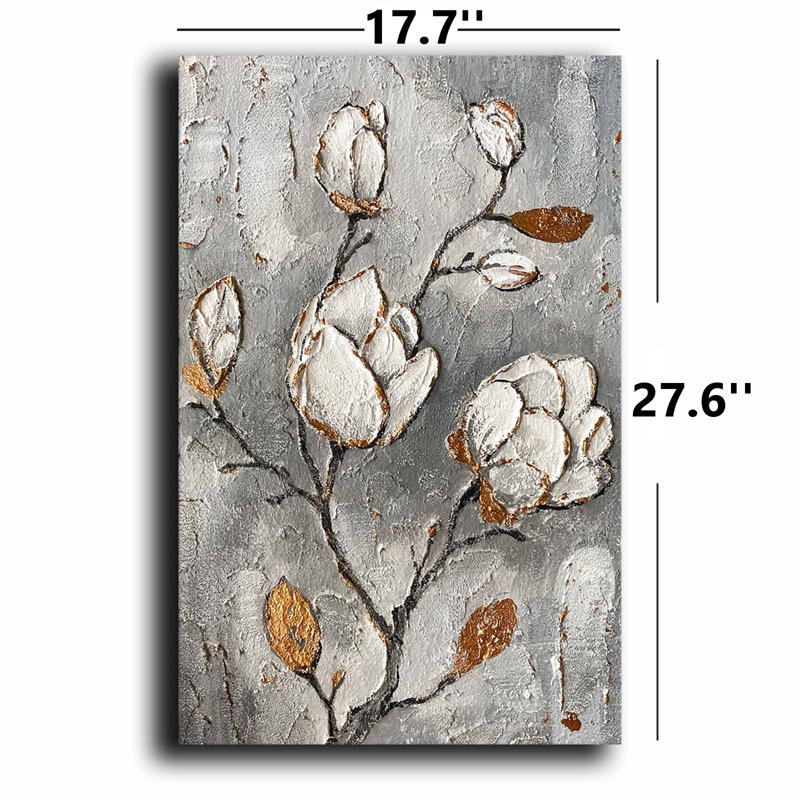 Reproduction d'art moderne avec fleur blanche texturée moderne