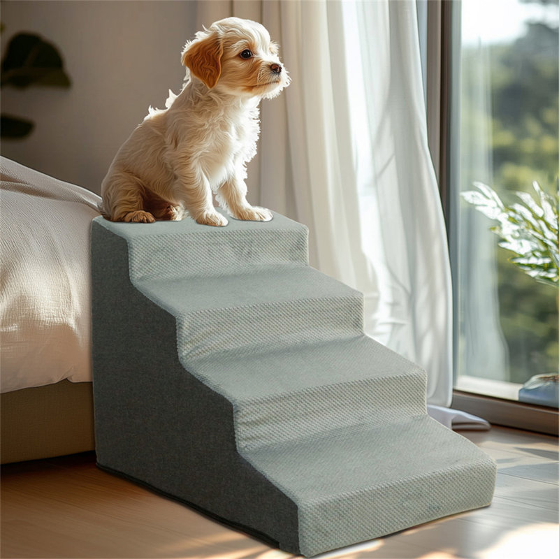 Pet Stairs With Steps, 4 Steps (19.49" H x 30.12" W x 15.35" D)