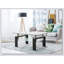 Table basse rectangulaire moderne en verre noir avec rangement double couche pour une utilisation polyvalente et un design élégant