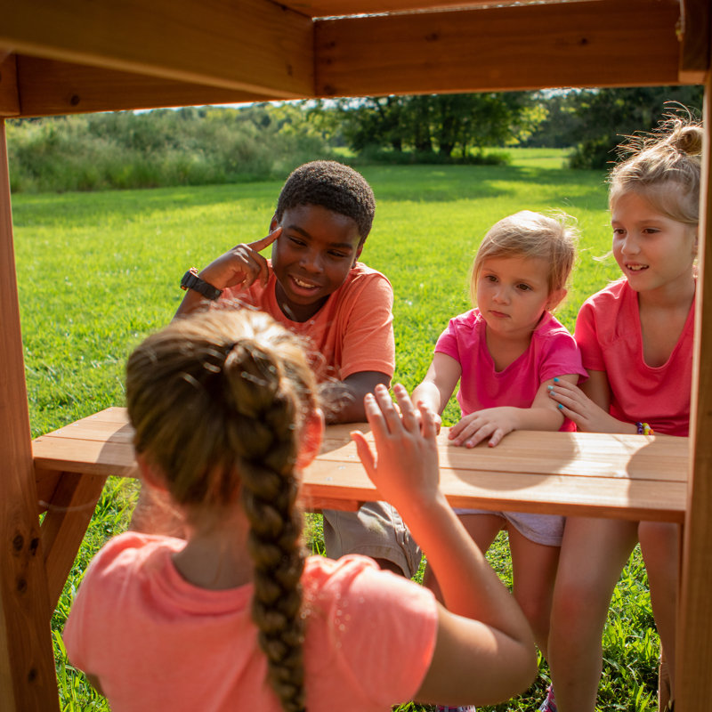 Belmont Cedar Wood Swing Set with Slide and Swings