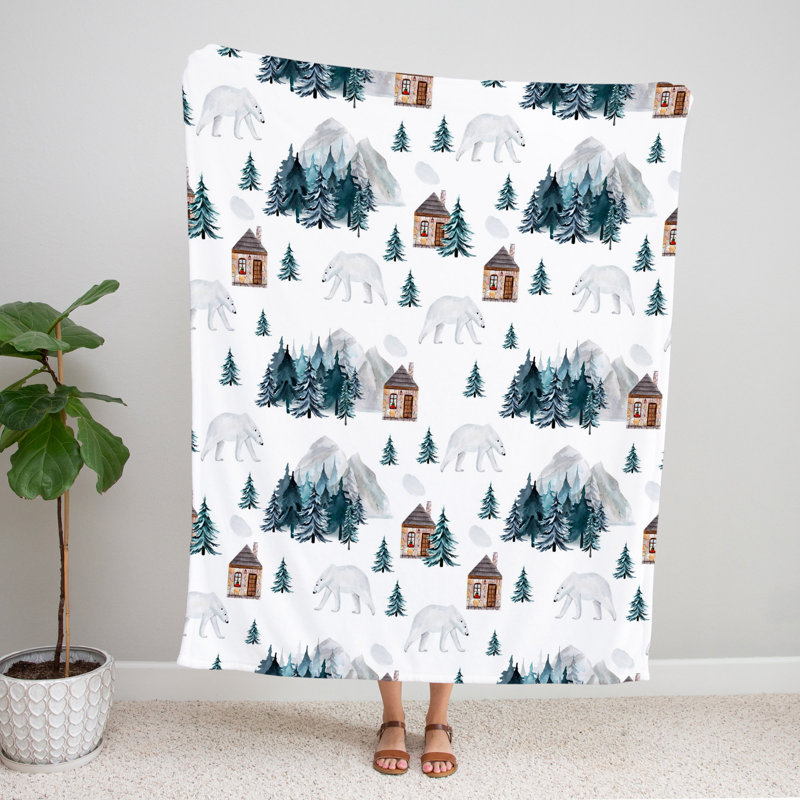 Throw Blanket, 51" W x 60" L, Animal Print/Abstract, Blue/Brown/White