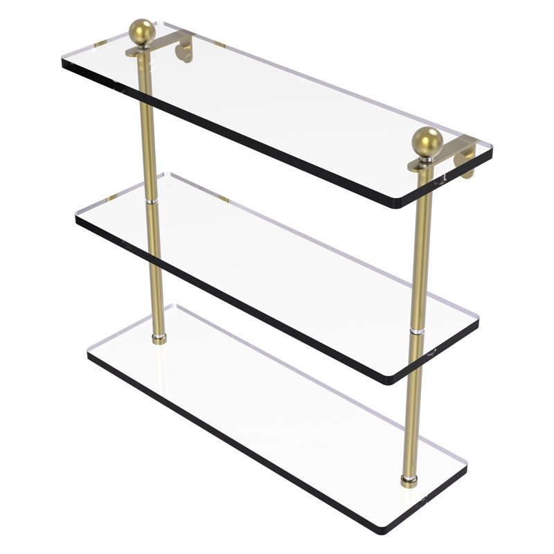 Morosini 3 Piece Tiered Shelf, Satin Brass, 16"