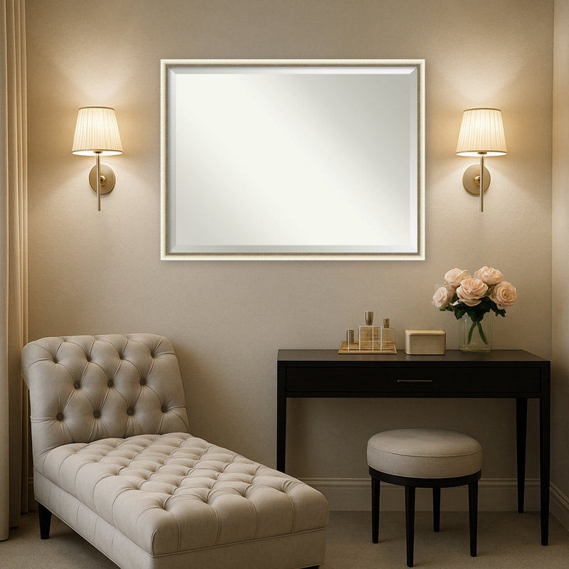 Miroir mural de salle de bain Phillip, L 42 po x H 32 po, Blanc Belmont