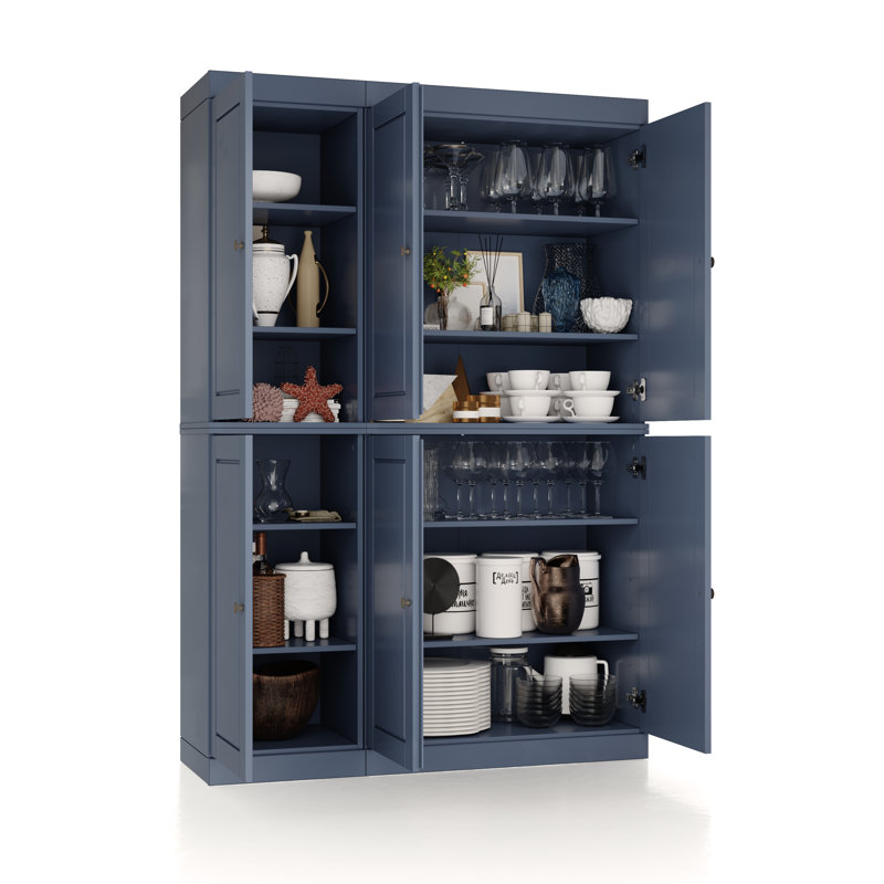 Nicu 100% Solid Wood Tall Kitchen Pantry Cabinet with Doors, Adjustable Shelves, Modular Kitchen Storage Cabinet, 48.5" W x 71.5" H