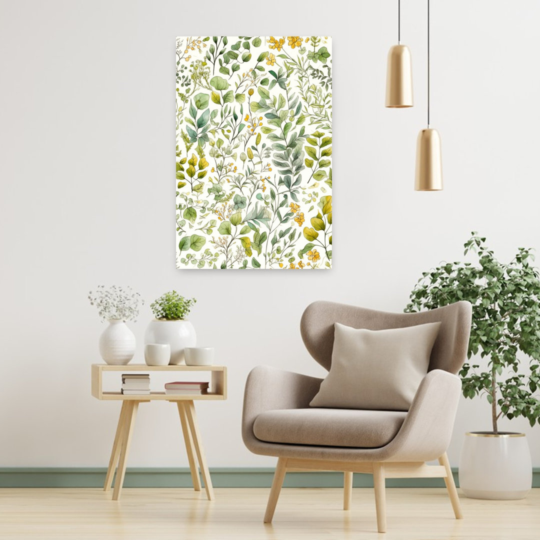 Natural Watercolor Foliage Delicate Organic Abstract Nature Plant Wall Art Print