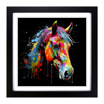Horse Splatter Art No.1 - Framed Print