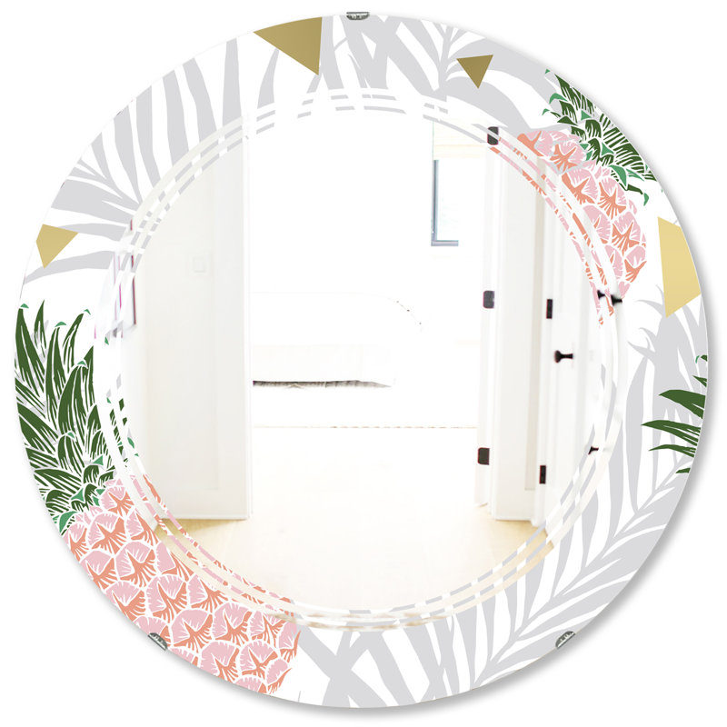 Miroir mural Triple C, H 31,5 po x l 31,5 po, Triple C ananas sur feuilles tropicales