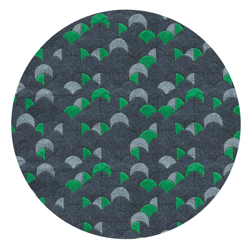 Cove Geometric Area Rug in Green, Round 9'10"