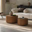 19.7"+27.5" Round Nesting Coffee Table Set of 2, Walnut Wood Accent Tables with Vertical Slatted Body, Rustic  Side Tables for Living Room