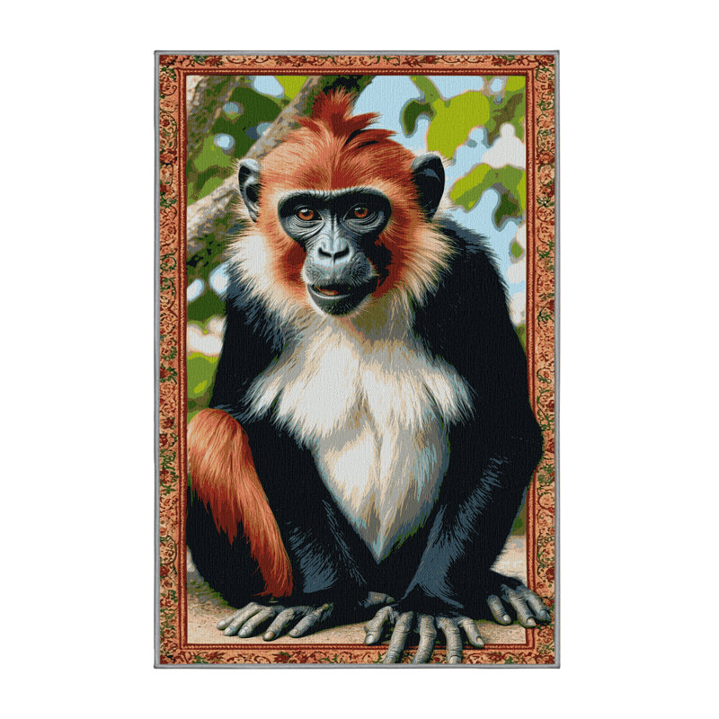  Tapis lavable rouge Colobus, Rectangle de 5 pi x 8 pi
