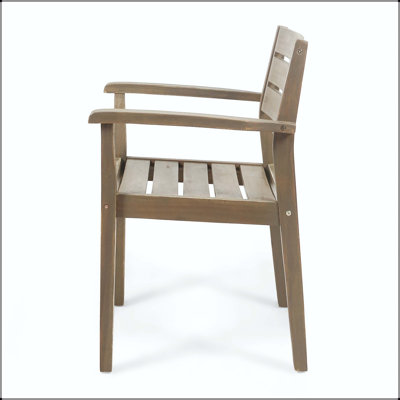 Chaise de salle à manger en bois d'acacia avec siège à lattes et dossier ouvert (ensemble de 2)