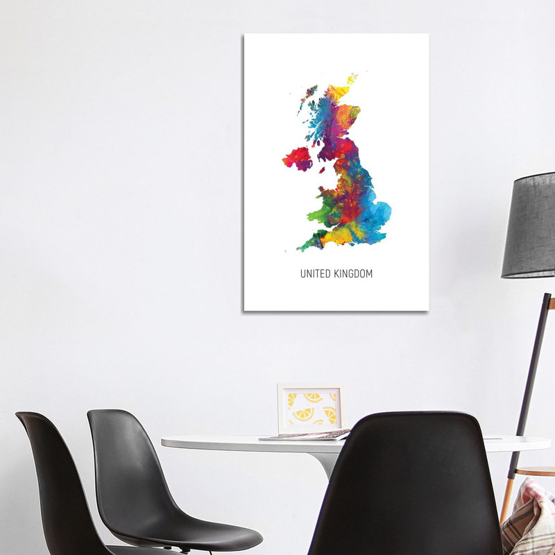 United Kingdom Map by Michael Tompsett - Wrapped Canvas Print, 101.6 cm H x 66.04 cm W x 3.175 cm D