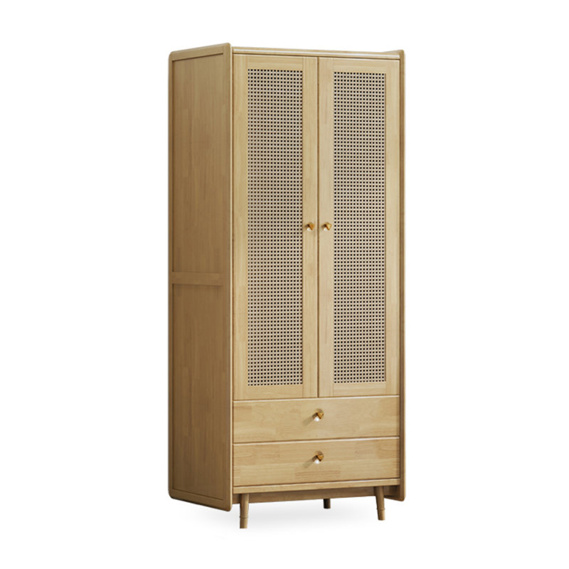 Armoire en rotin de bois massif de style Wabi-sab, Naturel