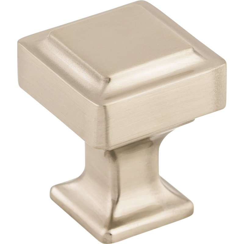 Ascendra Square Knob, Brushed Satin Nickel, 1" Length