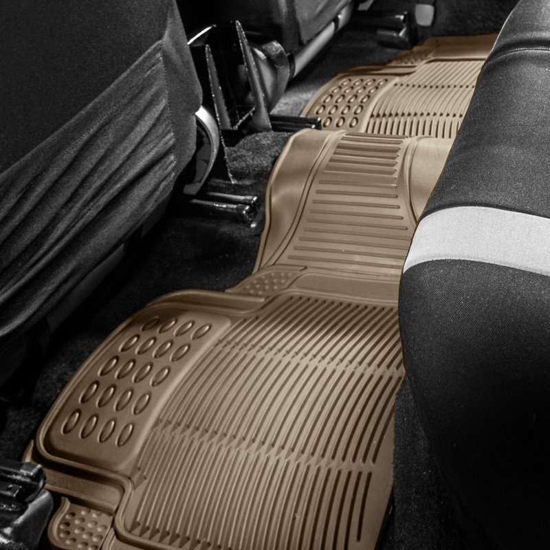 Universal Fit Beige Heavy-Duty Rubber Cargo Floor Mats