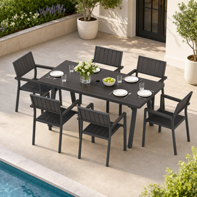Chamblee Nika Outdoor 7-Piece Dining Set, Aluminum Alloy,Suitable For Patio Gatherings