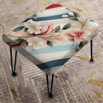 Elegant Floral Striped Pattern - Striped Rectangle Ottoman