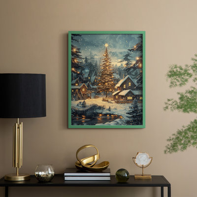 «Christmas Holiday Art DCxxxvi», reproduction d'art encadrée - bois massif