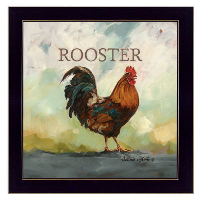 "Raleigh the Rooster" by Bonnie Mohr, Ready to Hang Framed Print, Black Frame