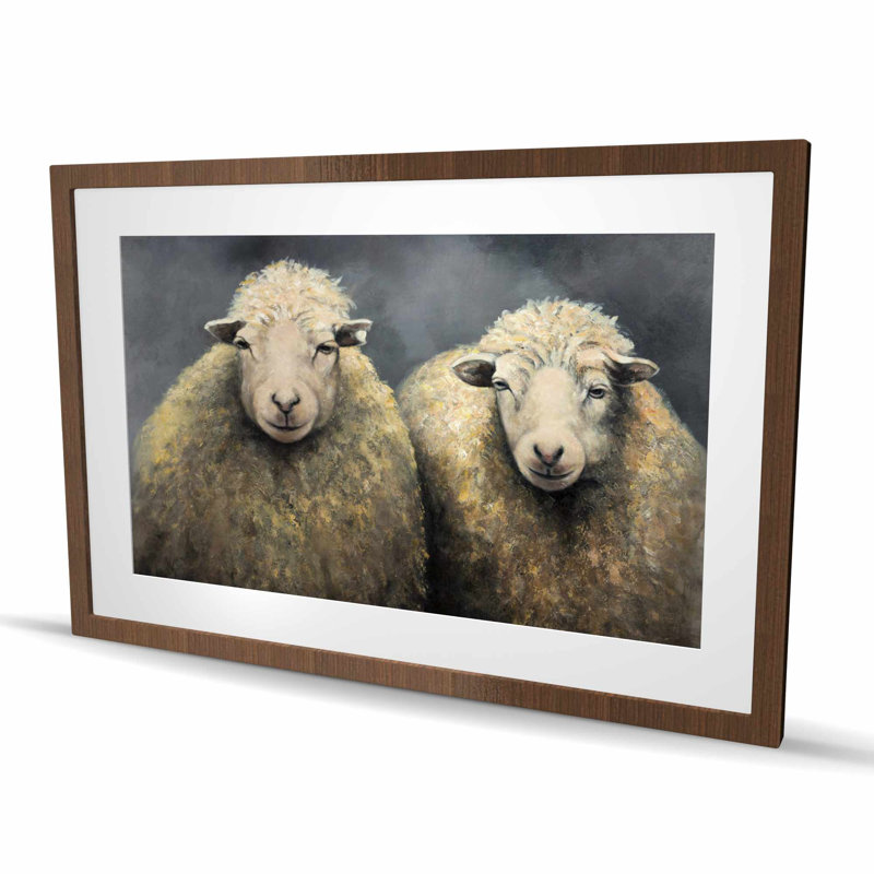 Laine de mouton - Reproduction matte encadrée pour la décoration du salon, Brun, H 24 po x l 36 po