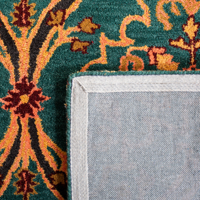 Heritage Hand Tufted Wool/Cotton Oriental Rug in Green/Orange, Runner 2'3" x 8'