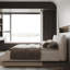 Grand lit plateforme tapissier avec tête de lit en velours de forme spéciale, structure en métal et bois massif, crème-443133469-443133467