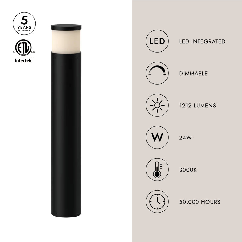 Chadworth LED Bollard Light, 39.88" H x 6.38" W x 6.38" D