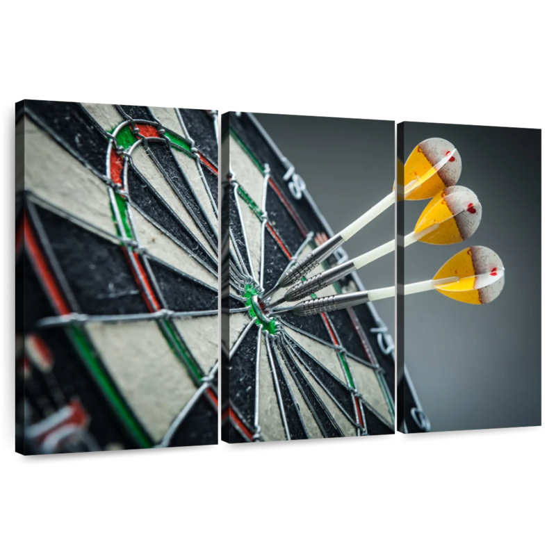 Three Bullseye Darts, 42" H x 65" W