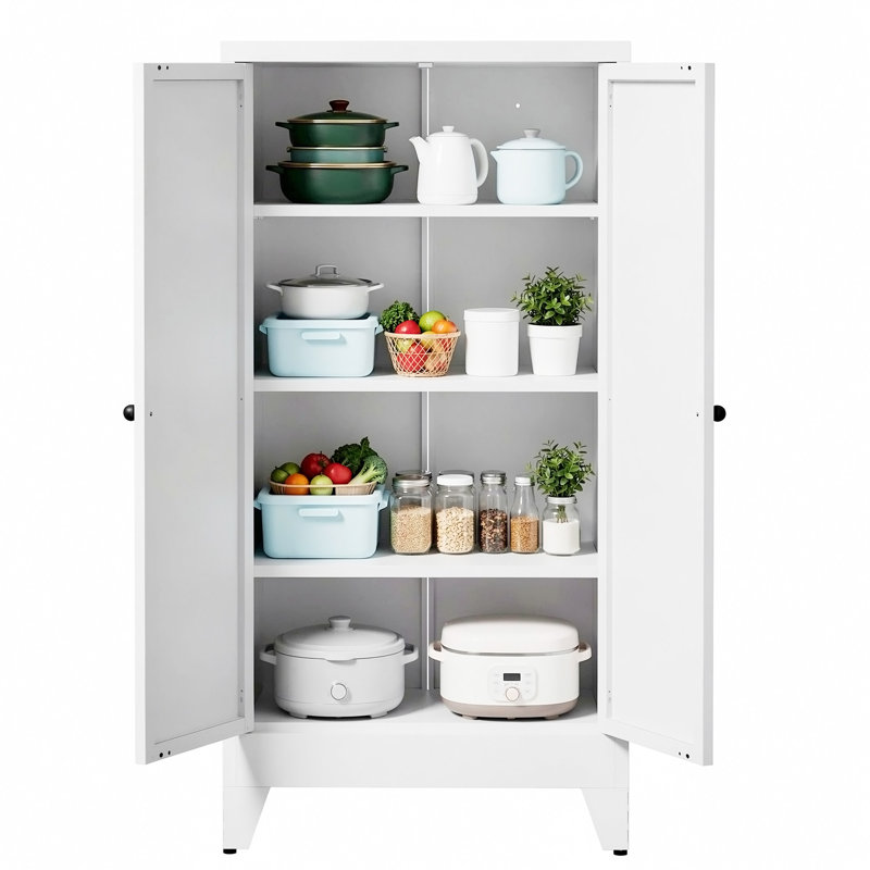 Rangement réglable de 47,3 po en métal blanc avec 3 tablettes