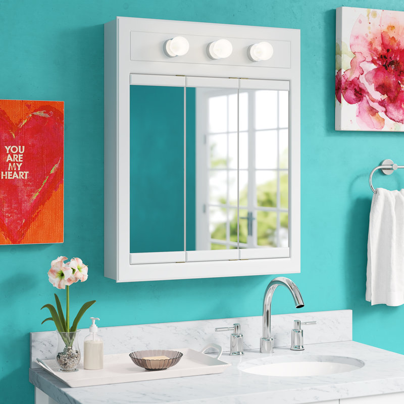 Bathroom Medicine Cabinet, Wall Mounted, Mirror, White, 30" H x 24" W x 5.13" D