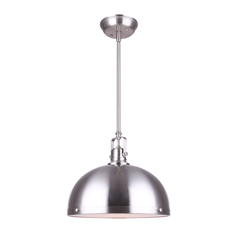 Luminaire suspendu pour dôme simple 1 lumières Usry, Nickel brossé