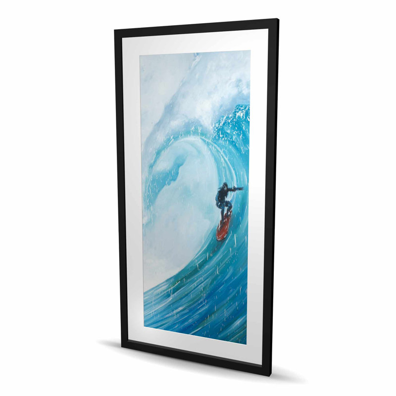 «Surfer on a Big Wave», reproduction matte encadrée pour la décoration intérieure