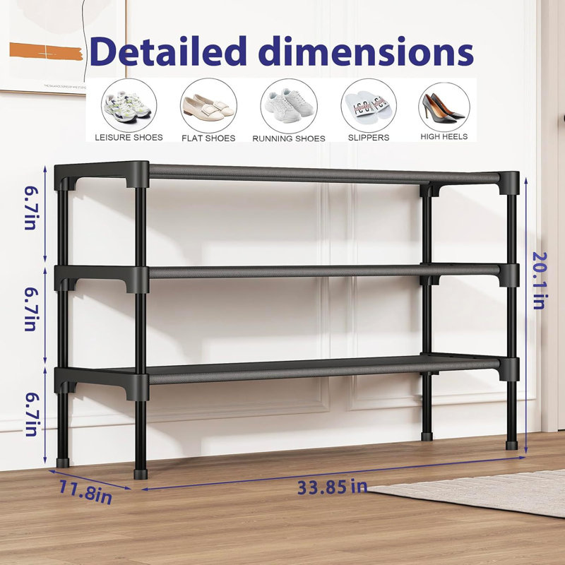 3-Tier 24-Pair 33.85" Wide Shoe Rack