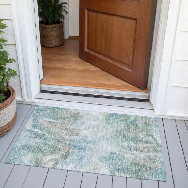 Machine Washable Indoor/Outdoor Xhevrie Sky Rug, Rectangle 1'8" x 2'6"