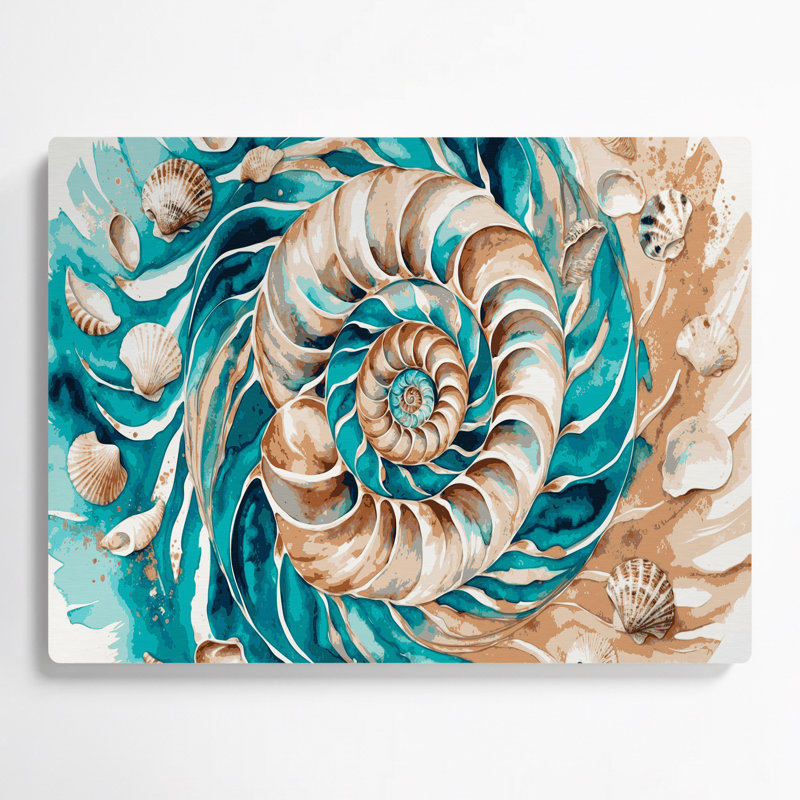 Coquillage hawaïen coquillage beige, art mural en métal, H 20 po x l 20 po