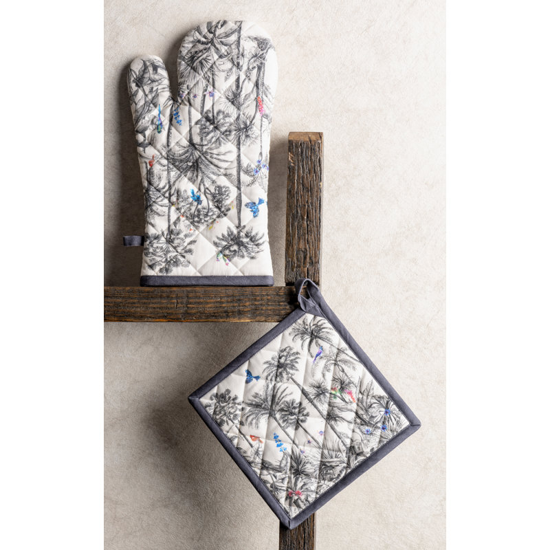 Maison D' Hermine Floral Cotton Potholder & Oven Mitt Set