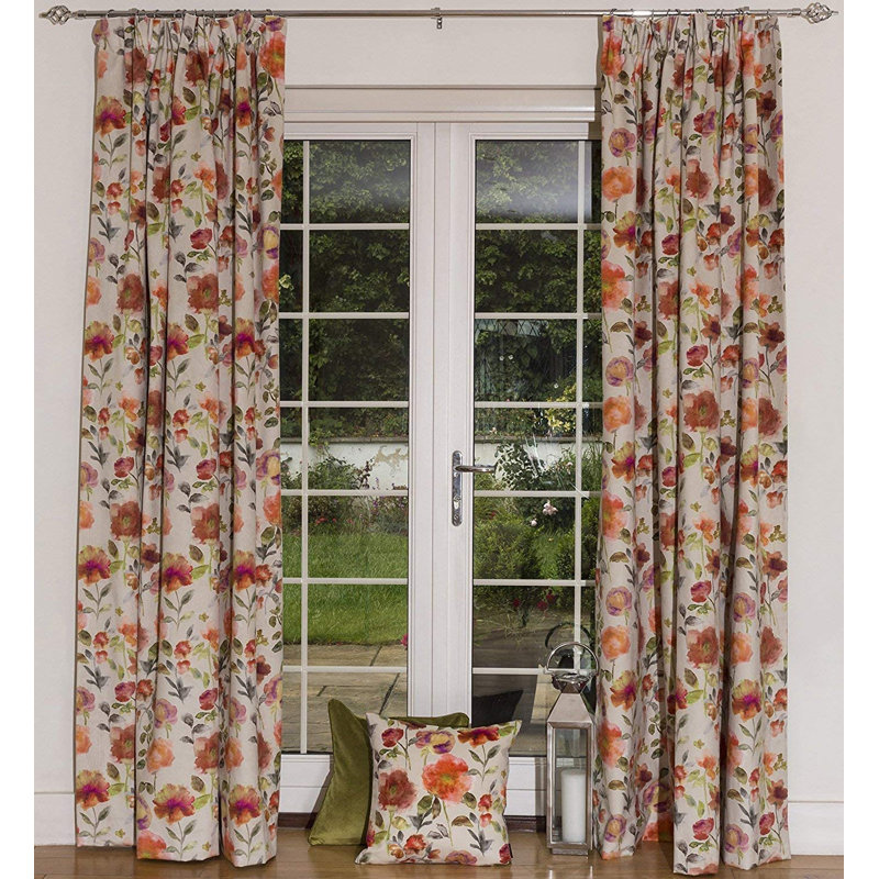 Brought Blackout Curtains / Drapes Pair, Orange, Width 116 x Drop 137cm