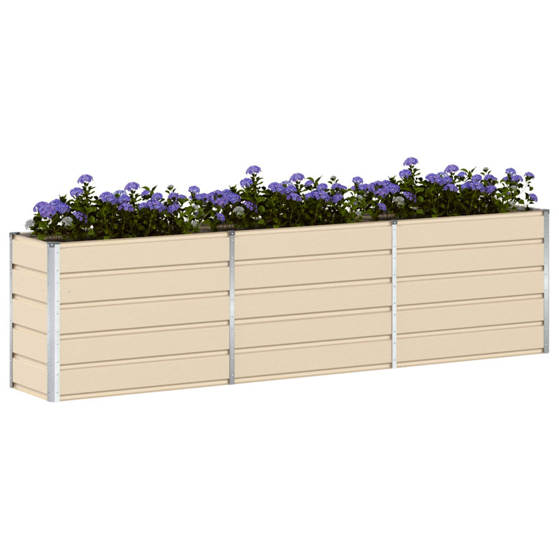 Planter Galvanised Steel, 77cm H x 290cm W x 90cm D, Ivory