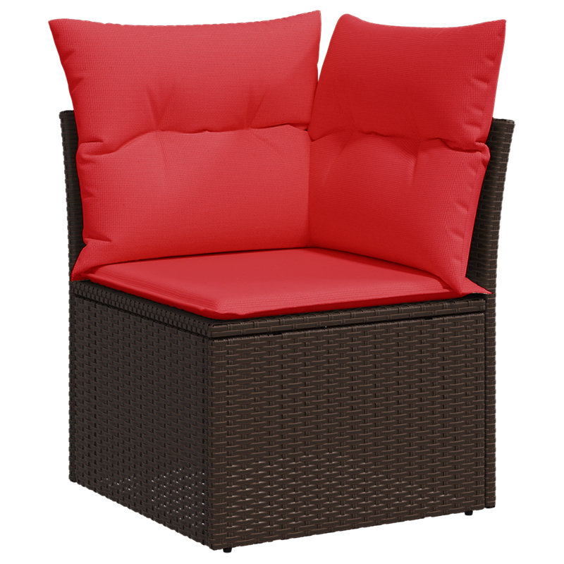 Canapé de jardin en rotin de polyester 24,41 x 24,41 x 27,17 po vidaXL, Rouge, Rouge