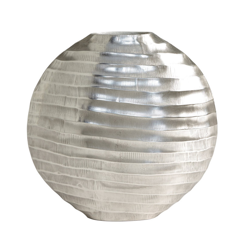Aluminum Table Vase, Antique Nickel, 15.25" H x 15.5" W x 4" D
