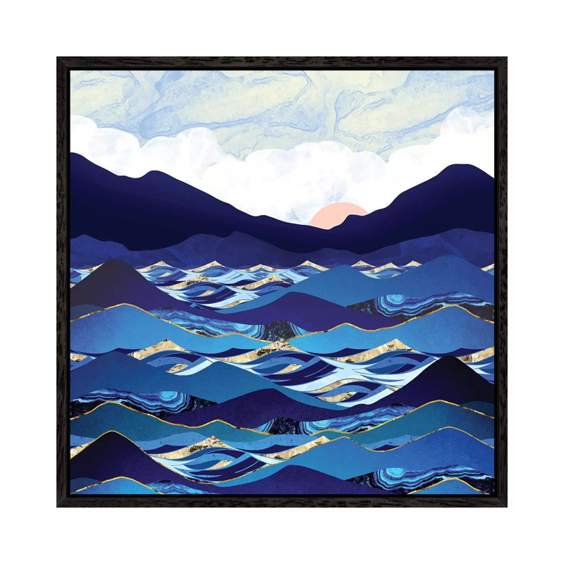Ocean Blue - Print on Canvas, Black Framed, 93.98 cm H x 93.98 cm W