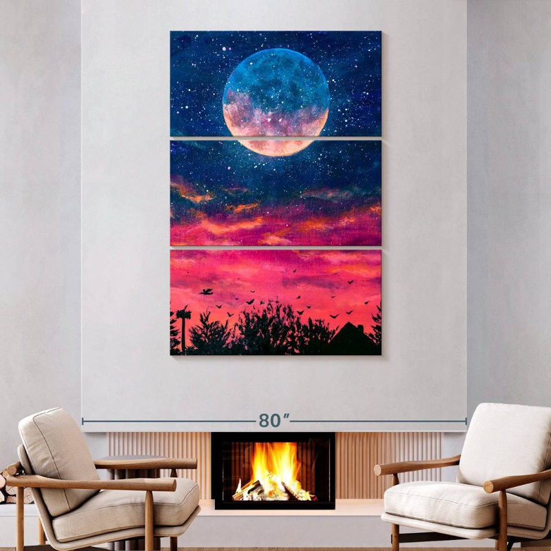 Oberle Colorful Forest Moonrise, 74" H x 48" W