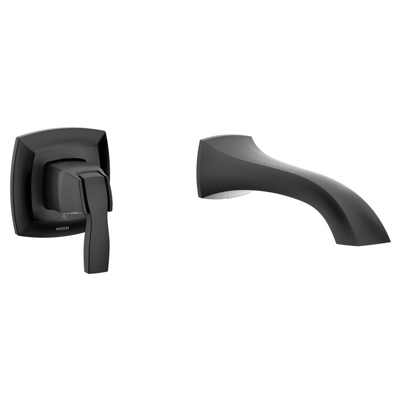 Voss Single Handle Wall Mount Tub Filler High Flow Tub Faucet With 10" Spout Reach, Matte Black