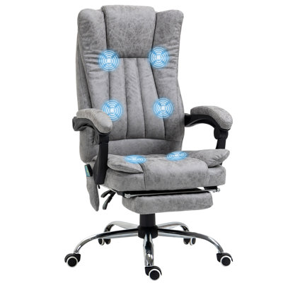 6-Point Vibration Massage Chair Faux Leather Recliner with Retractable Footrest