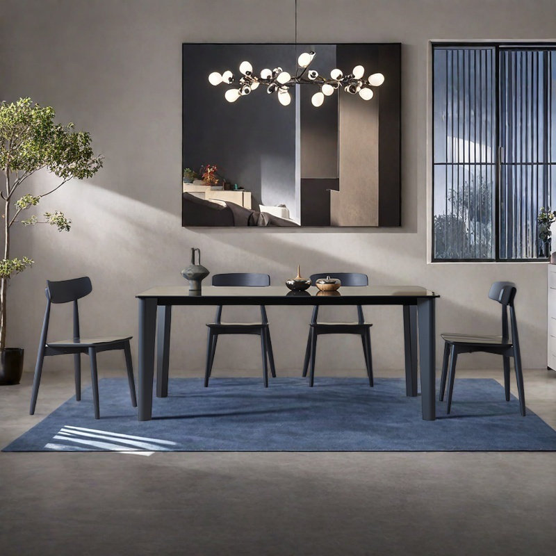 Simple rectangular table and chair, 29.5"H x 55.1"L x 31.4"W