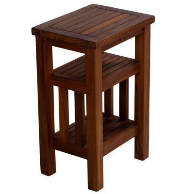 Table de spa Simbi en bois de teck massif, avec tablette